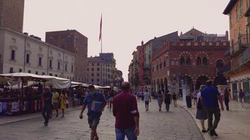 VERONA ITALY 11 SEPTEMBER 2020 View of Piazza delle Erbe in Verona Italy video