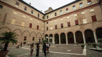 FERRARA ITALY 30 JULY 2020 Panoramic view of thew architecture of the interior of the Ferrara s Castle video