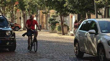 Rovigo Italy 29 july 2022 Traffic historical city center scene video