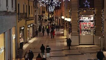 Verona Italy 17 December 2022 Verona alley with Christmas lights at night video
