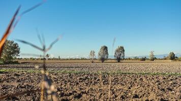 Countryside plowed fields landscape in autumn in North Italy Po valley video