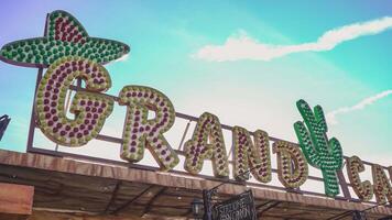 ROVIGO ITALY 30 OCTOBER 2021 Grand canyon sign in a carousel in amusement park video