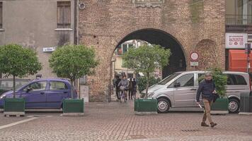 ROVIGO ITALY 14 OCTOBER 2021 Historical Italian city alley view in Rovigo video