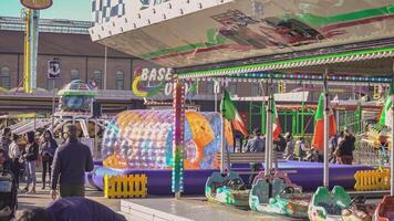 ROVIGO ITALY 30 OCTOBER 2021 Electric bumper cars or dodgem cars at amusement park video