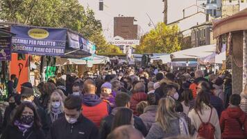 ROVIGO ITALY 30 OCTOBER 2021 Crowd of people at the street market video