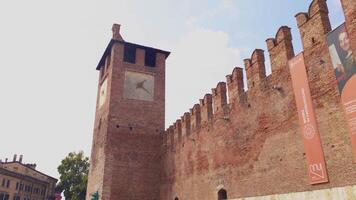 VERONA ITALY 11 SEPTEMBER 2020 Tower of Castelvecchio a medieval castle in Verona in Italy video