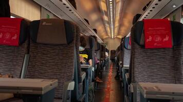 MODENA ITALY 01 OCTOBER 2020 Empty train interior during covid emergency video