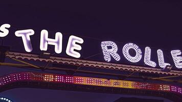 Rovigo Italy 25 October 2022 Funfair lights detail at night Evocative image of amusement park video