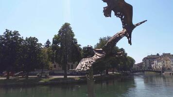 TREVISO ITALY 14 AUGUST 2020 Bird statue in Treviso in Italy video