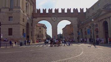 VERONA ITALY 10 SEPTEMBER 2020 Portoni della Bra an ancient and medieval door in Bra square in Verona Italy video