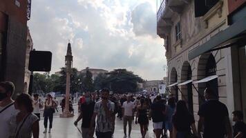 VERONA ITALY 11 SEPTEMBER 2020 View of Arena in Verona Italy with people and tourists visit video