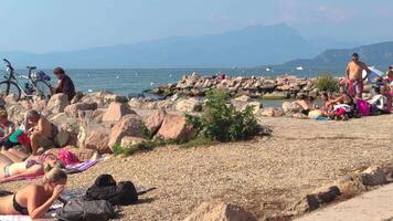 LAZISE ITALY 16 SEPTEMBER 2020 Beach in Garda Lake in Lazise video