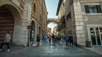 VERONA ITALY 11 SEPTEMBER 2020 Signori square in Verona Italy full of people walking and tourists video