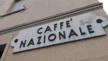 ROVIGO ITALY 17 JULY 2020 Caffe Nazionale that means national coffee in english sign in Rovigo Italy video