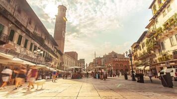 VERONA ITALY 11 SEPTEMBER 2020 Time Lapse of view of Piazza delle Erbe in Verona Italy video