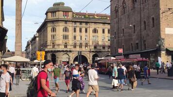 BOLOGNA ITALY 17 JUNE 2020 Bologna city center full of people video