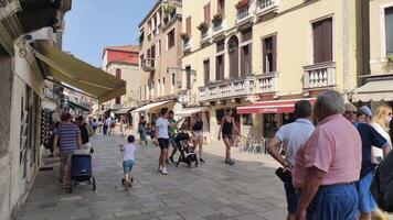 VENICE ITALY 5 JULY 2020 Tourists in Venice walking video