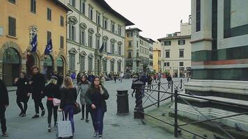 People walking in Florence square in winter video
