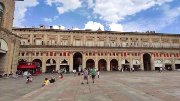 BOLOGNA ITALY 17 JUNE 2020 View of Piazza Maggiore in Bologna Italy full of people video