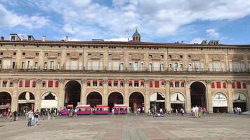 BOLOGNA ITALY 17 JUNE 2020 View of Piazza Maggiore in Bologna Italy full of people video