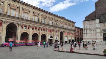 BOLOGNA ITALY 17 JUNE 2020 View of Piazza Maggiore in Bologna Italy full of people video