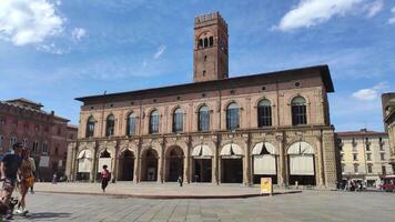 BOLOGNA ITALY 17 JUNE 2020 View of Piazza Maggiore in Bologna Italy full of people video