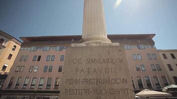 PADOVA ITALY 18 JULY 2020 Historic stele and monument in Garibaldi square in Padua in Italy video