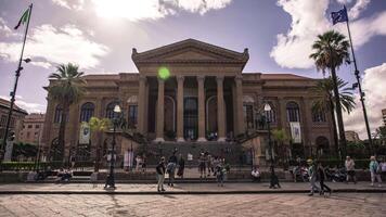 Front View in Time Lapse of the Teatro Massimo in Palermo in Sicily video