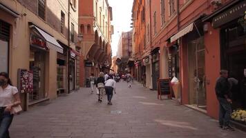 BOLOGNA ITALY 17 JUNE 2020 Bologna alley with people video