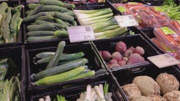 ROVIGO ITALY 1 NOVEMBER 2020 Vegetable counter in the supermarket video