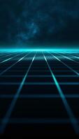 Vertical video - retro futuristic cyberpunk grid motion background with blue glowing light beams. This stylish synthwave animation is full HD and a seamless loop.