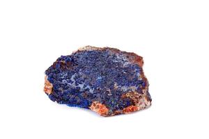 Macro mineral stone Malachite and Azurite against white background photo