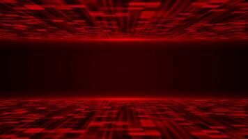 rood kleur sci-fi hi-tech 3d technologie deeltjes in cyber ruimte donker achtergrond video