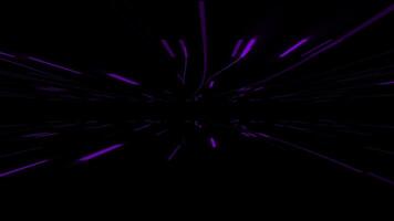 Hi-tech futuristic floating lines in dark space background, purple color glowing lines moving on black background video