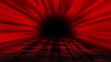 red color hi-tech particles technology background, sci-fi tunnel in dark cyber space video