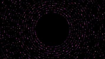 Sci-fi futuristic circular dots background for logo reveal or intro, purple dots rotating on black background video