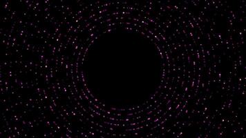 Sci-fi futuristic circular dots background for logo reveal or intro, purple dots rotating on black background video