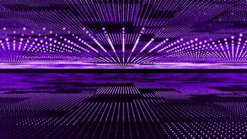 vôo através a grande dados digital partículas dentro cyber espaço, oi-tech roxa cor partículas cyber tecnologia fundo video