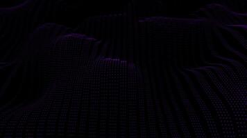 lila Farbe Partikel Welle Cyber Technologie Hintergrund . abstrakt nahtlos Animation von glühend Punkte Digital luxuriös Welle Muster fließt Hintergrund video