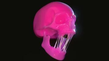 a pink skull with a mouth open video