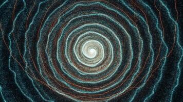 Multicolored and multilevel hypnotizing spiral particles - particles in spiraling motion in fluid space - 4K Video