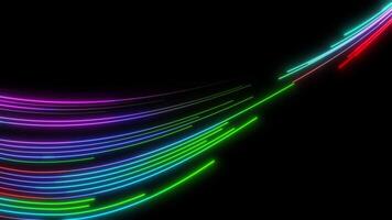 Beautiful colorful glowing lines flowing in curved motion from left to right - 4K Pro Res video