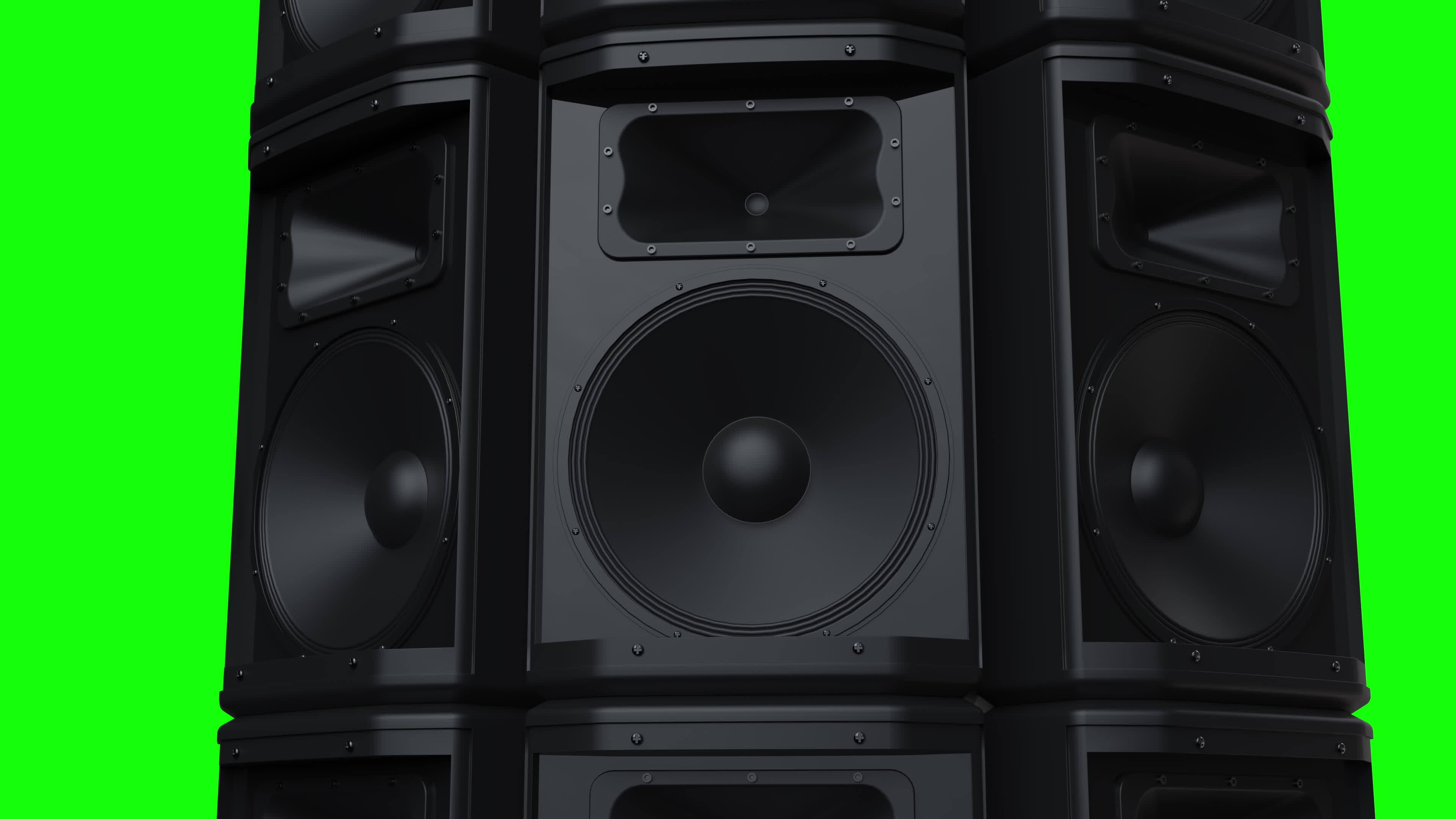 Modern big and loud tower of black musical speakers animation digital