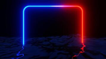 Red and Blue Neon Shapes in Sea Background VJ Loop video