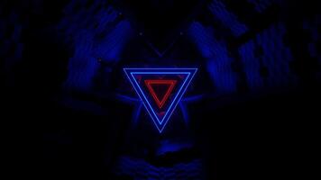 Red and Blue Triangle Neon Tunnel Background VJ Loop video