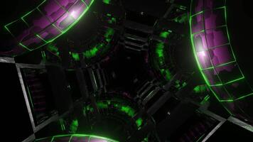 Green and Pink Rings in Triangle Mirror Tunnel Background VJ Loop video