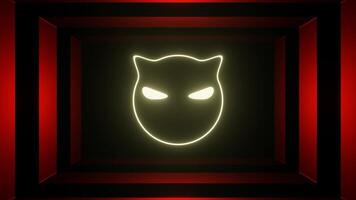 Yellow and Red Neon Glowing Cat Head Background VJ Loop video