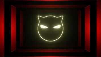 Yellow and Red Neon Glowing Cat Head Background VJ Loop video