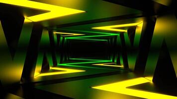 Green and Yellow Corridor of Neon Curve Lines Background VJ Loop video