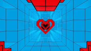 rood en blauw pixel hart tunnel achtergrond vj lus video